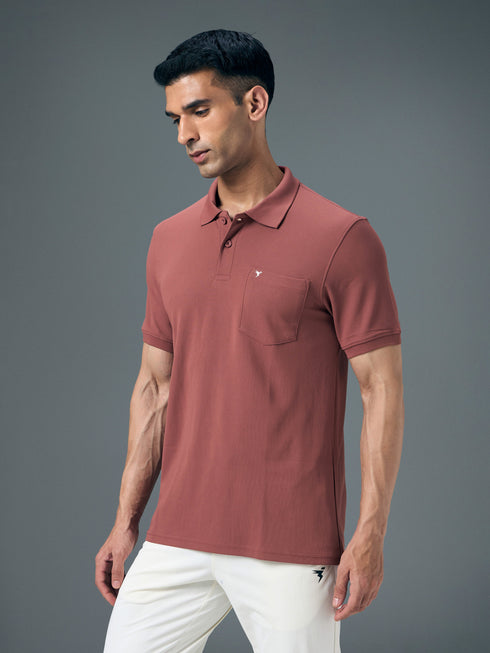 Men Solid Slim Fit Polo T-shirt with MATPIQ