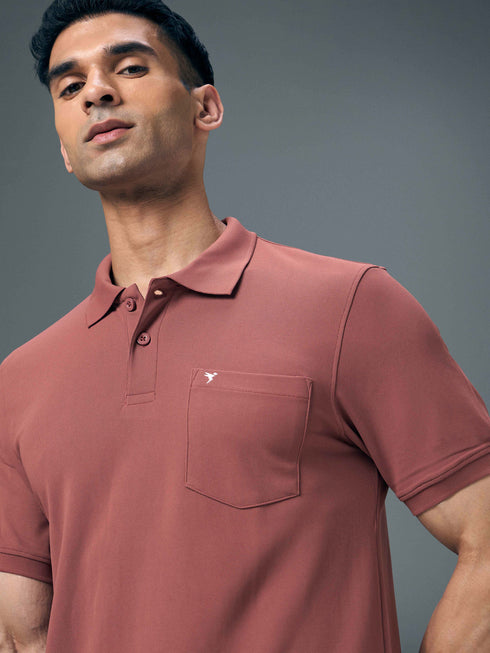 Men Solid Slim Fit Polo T-shirt with MATPIQ