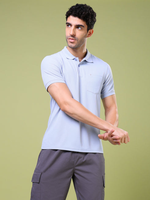 Men Solid Slim Fit Polo T-shirt with MATPIQ