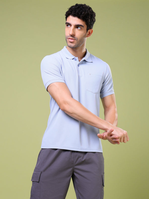 Men Solid Slim Fit Polo T-shirt with MATPIQ