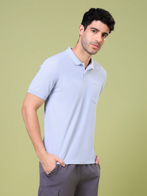 Men Solid Slim Fit Polo T-shirt with MATPIQ