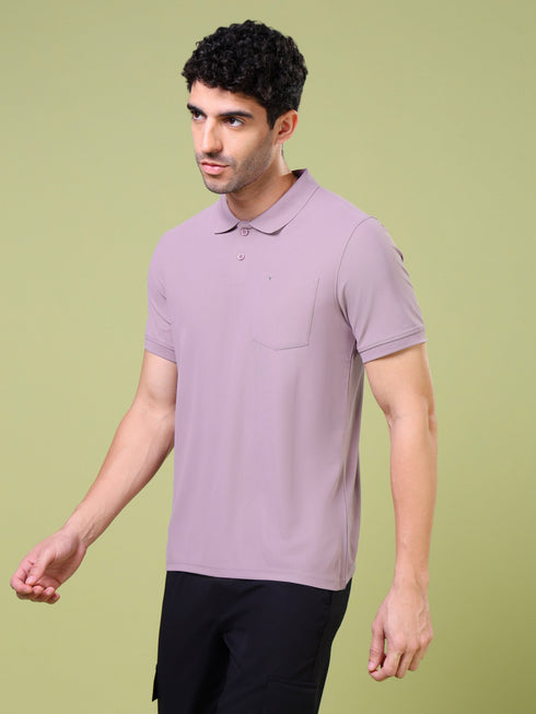 Men Solid Slim Fit Polo T-shirt with MATPIQ