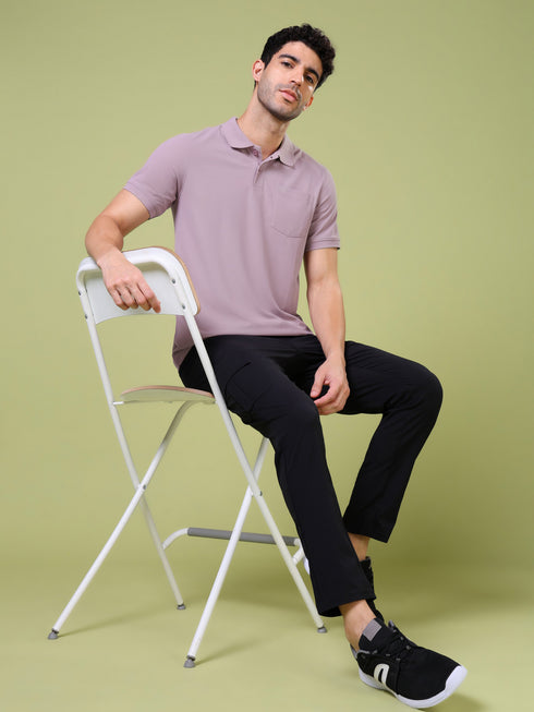 Men Solid Slim Fit Polo T-shirt with MATPIQ