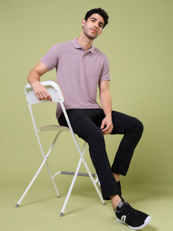 Men Solid Slim Fit Polo T-shirt with MATPIQ