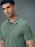 Men Solid Slim Fit Polo T-shirt with MATPIQ