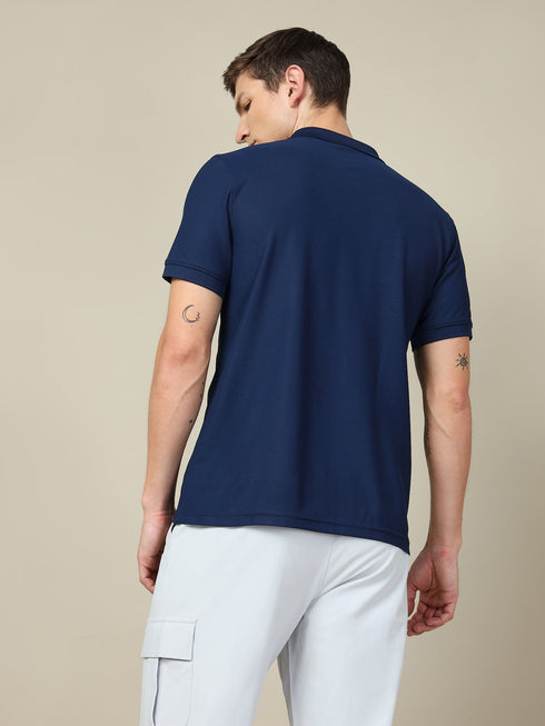 Men Solid Slim Fit Polo T-shirt with MATPIQ