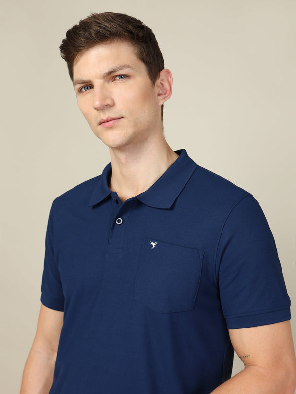 Men Solid Slim Fit Polo T-shirt with MATPIQ