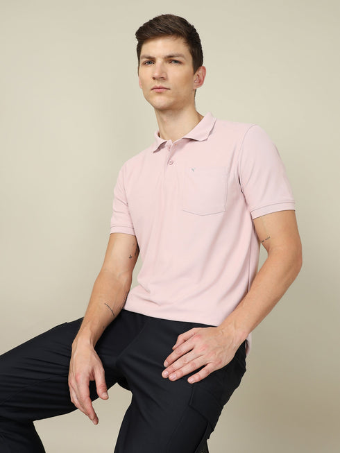 Men Solid Slim Fit Polo T-shirt with MATPIQ