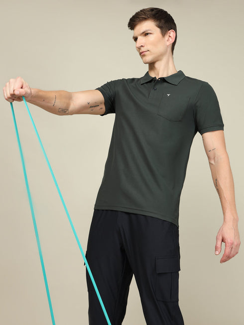 Men Solid Slim Fit Polo T-shirt with MATPIQ (Pack of 2)