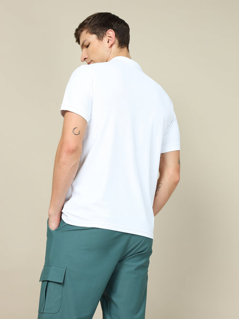 Men Solid Slim Fit Polo T-shirt with MATPIQ