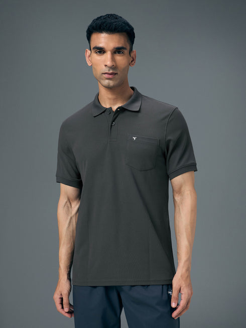 Men Solid Slim Fit Polo T-shirt with MATPIQ