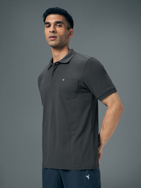 Men Solid Slim Fit Polo T-shirt with MATPIQ