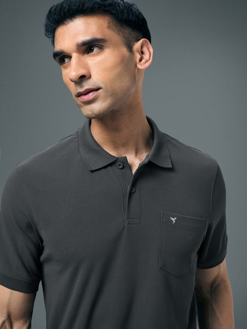 Men Solid Slim Fit Polo T-shirt with MATPIQ