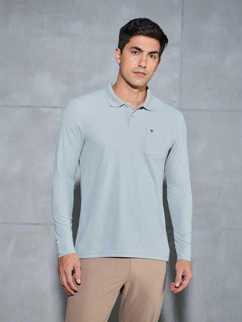 Men Solid Slim Fit Polo T-shirt with MATPIQ