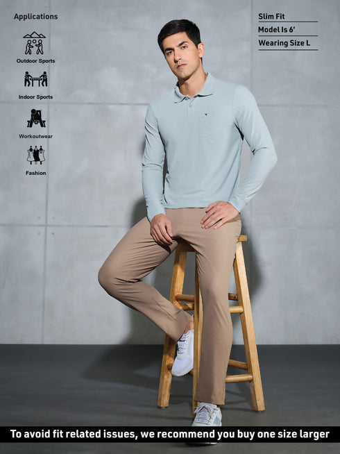 Men Solid Slim Fit Polo T-shirt with MATPIQ
