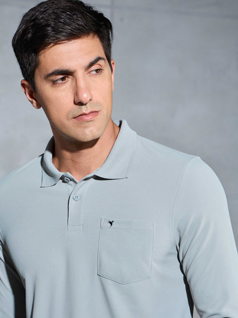 Men Solid Slim Fit Polo T-shirt with MATPIQ