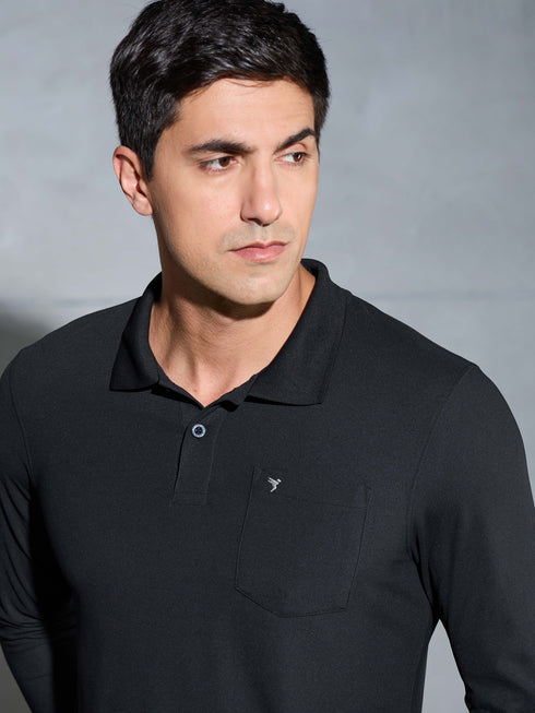 Men Solid Slim Fit Polo T-shirt with MATPIQ