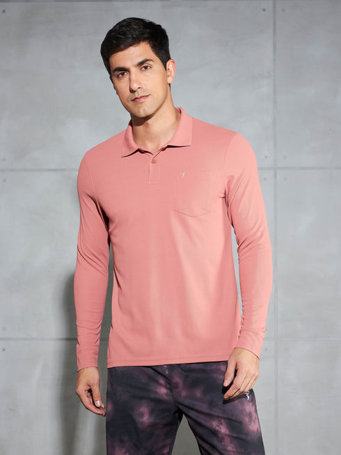 Men Solid Slim Fit Polo T-shirt with MATPIQ