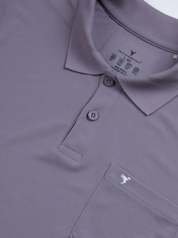 Men Solid Slim Fit Polo T-shirt with MATPIQ