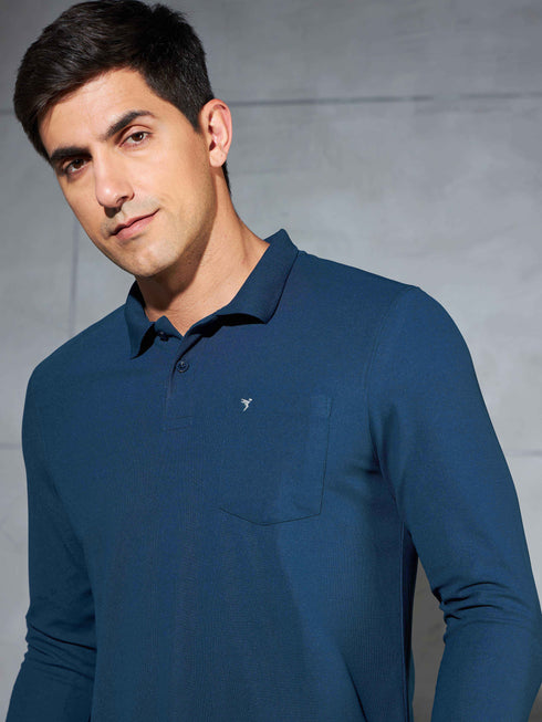 Men Solid Slim Fit Polo T-shirt with MATPIQ
