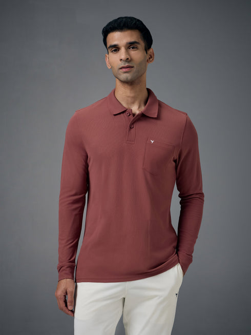 Men Solid Slim Fit Polo T-shirt with MATPIQ