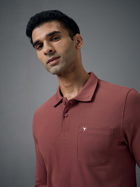 Men Solid Slim Fit Polo T-shirt with MATPIQ