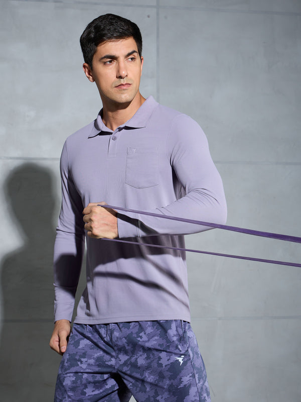 Men Solid Slim Fit Polo T-shirt with MATPIQ