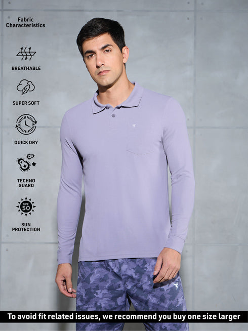 Men Solid Slim Fit Polo T-shirt with MATPIQ