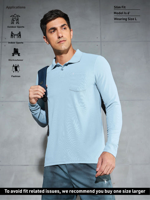 Men Solid Slim Fit Polo T-shirt with MATPIQ