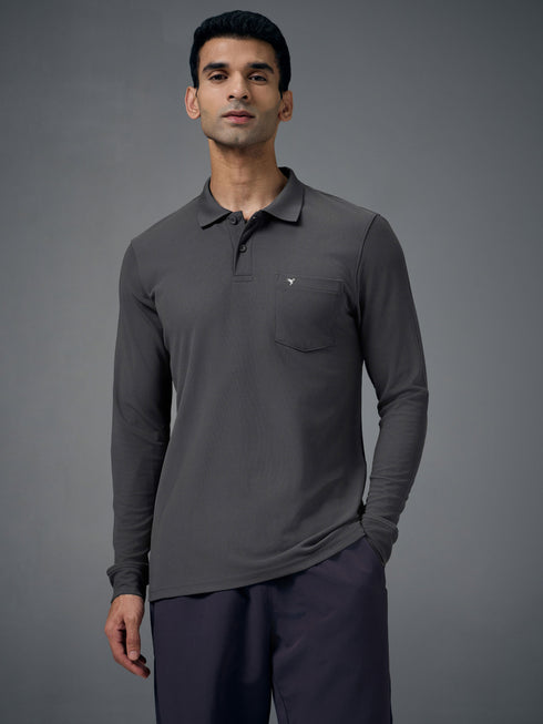 Men Solid Slim Fit Polo T-shirt with MATPIQ