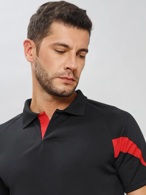 Men Colorblock Slim Fit Polo T-shirt with TECHNO COOL+