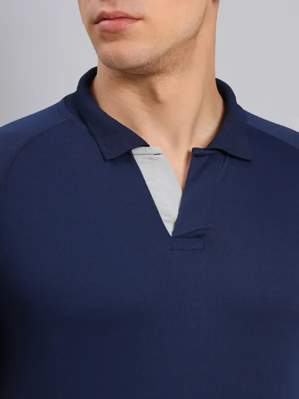 Men Colorblock Slim Fit Polo T-shirt with TECHNO COOL+