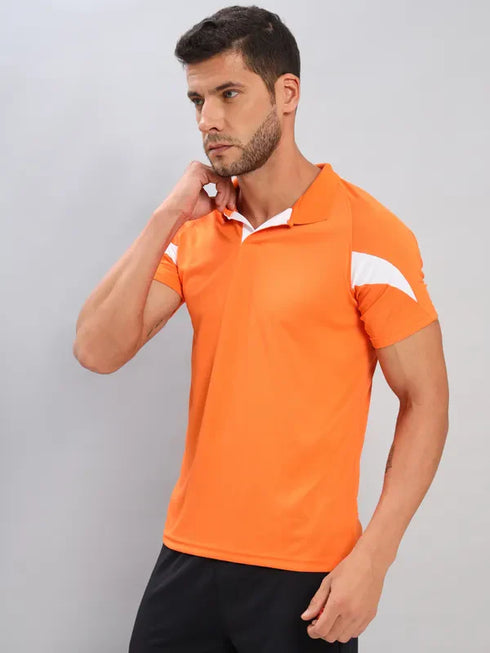 Men Colorblock Slim Fit Polo T-shirt with TECHNO COOL+