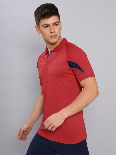Men Colorblock Slim Fit Polo T-shirt with TECHNO COOL+