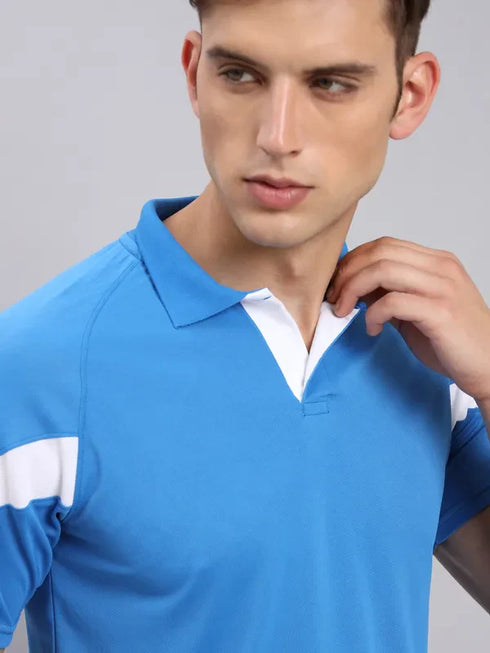 Men Colorblock Slim Fit Polo T-shirt with TECHNO COOL+