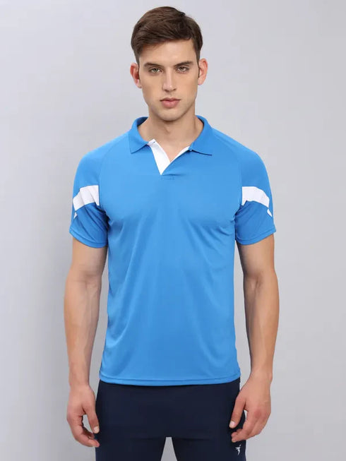 Men Colorblock Slim Fit Polo T-shirt with TECHNO COOL+