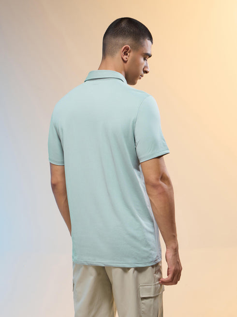 Men Solid Slim Fit Polo T-shirt with COTFLEX