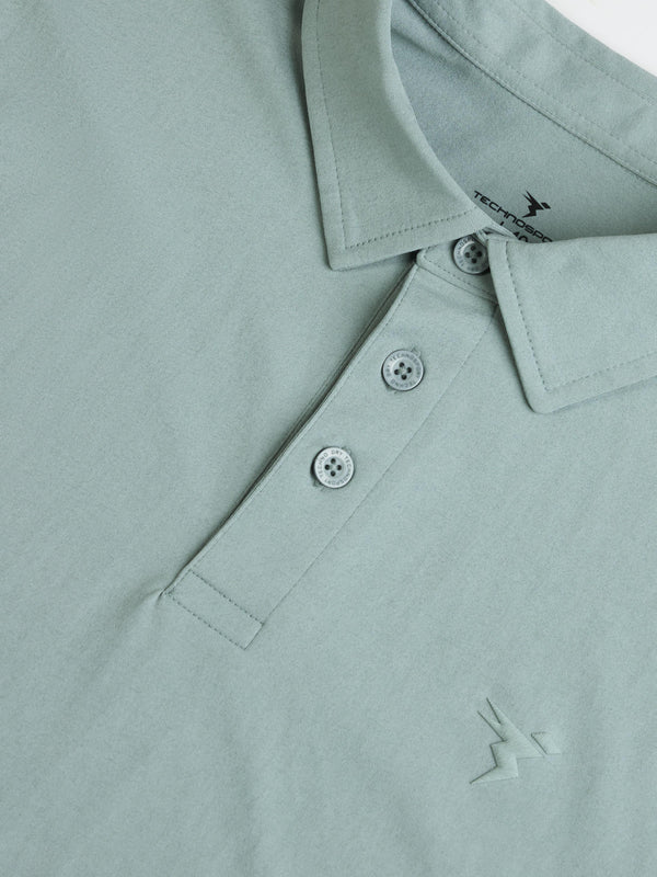 Men Solid Slim Fit Polo T-shirt with COTFLEX