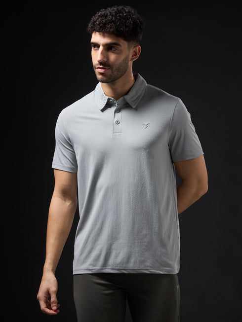 Men Solid Slim Fit Polo T-shirt with COTFLEX