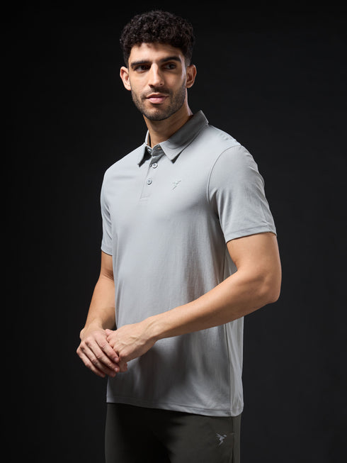 Men Solid Slim Fit Polo T-shirt with COTFLEX
