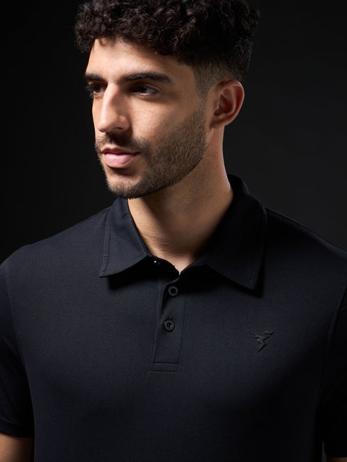 Men Solid Slim Fit Polo T-shirt with COTFLEX