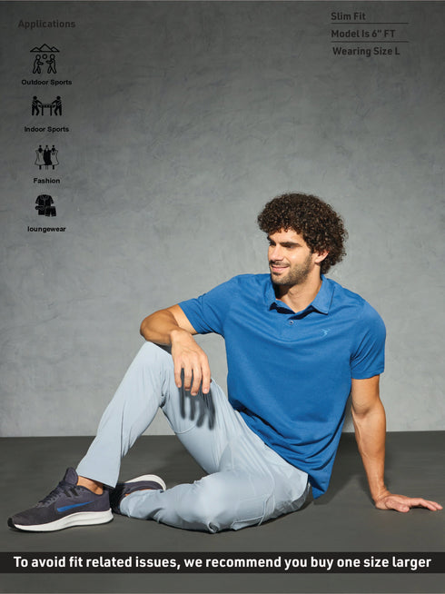 Men Solid Slim Fit Polo T-shirt with COTFLEX