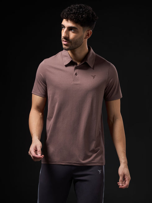 Men Solid Slim Fit Polo T-shirt with COTFLEX