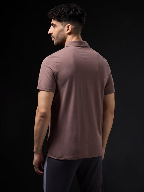 Men Solid Slim Fit Polo T-shirt with COTFLEX