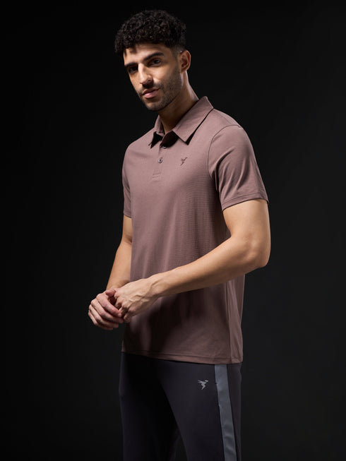 Men Solid Slim Fit Polo T-shirt with COTFLEX