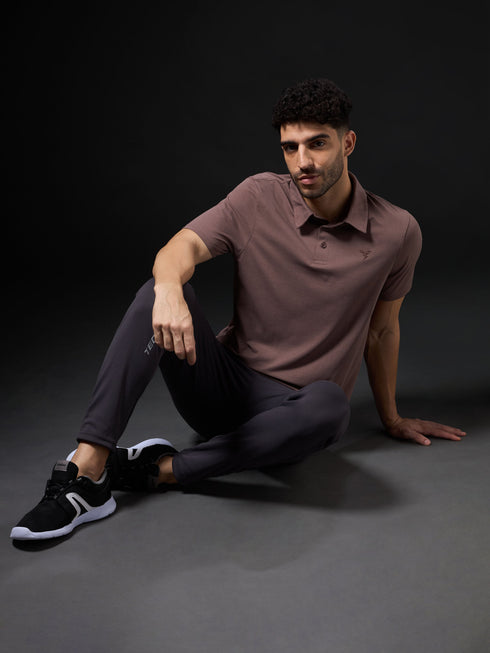 Men Solid Slim Fit Polo T-shirt with COTFLEX
