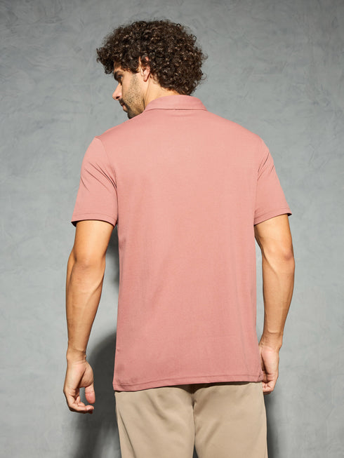 Men Solid Slim Fit Polo T-shirt with COTFLEX