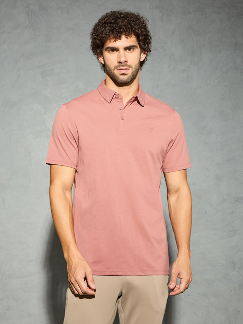 Men Solid Slim Fit Polo T-shirt with COTFLEX