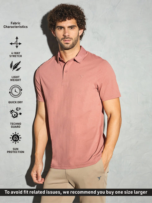 Men Solid Slim Fit Polo T-shirt with COTFLEX
