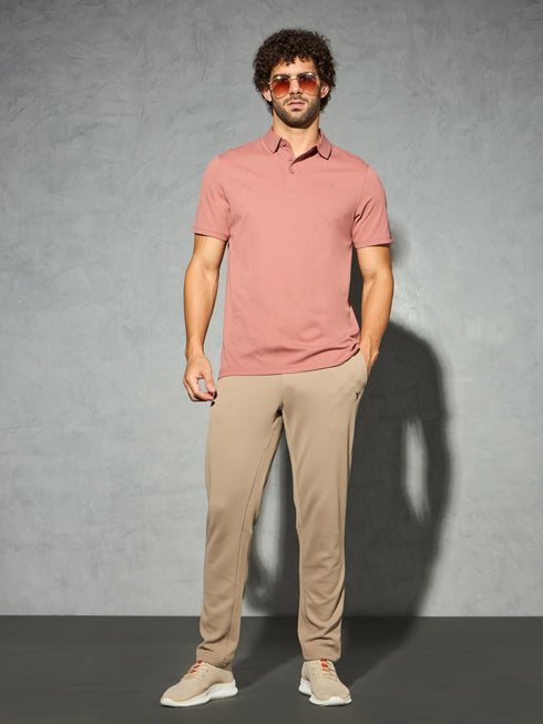Men Solid Slim Fit Polo T-shirt with COTFLEX